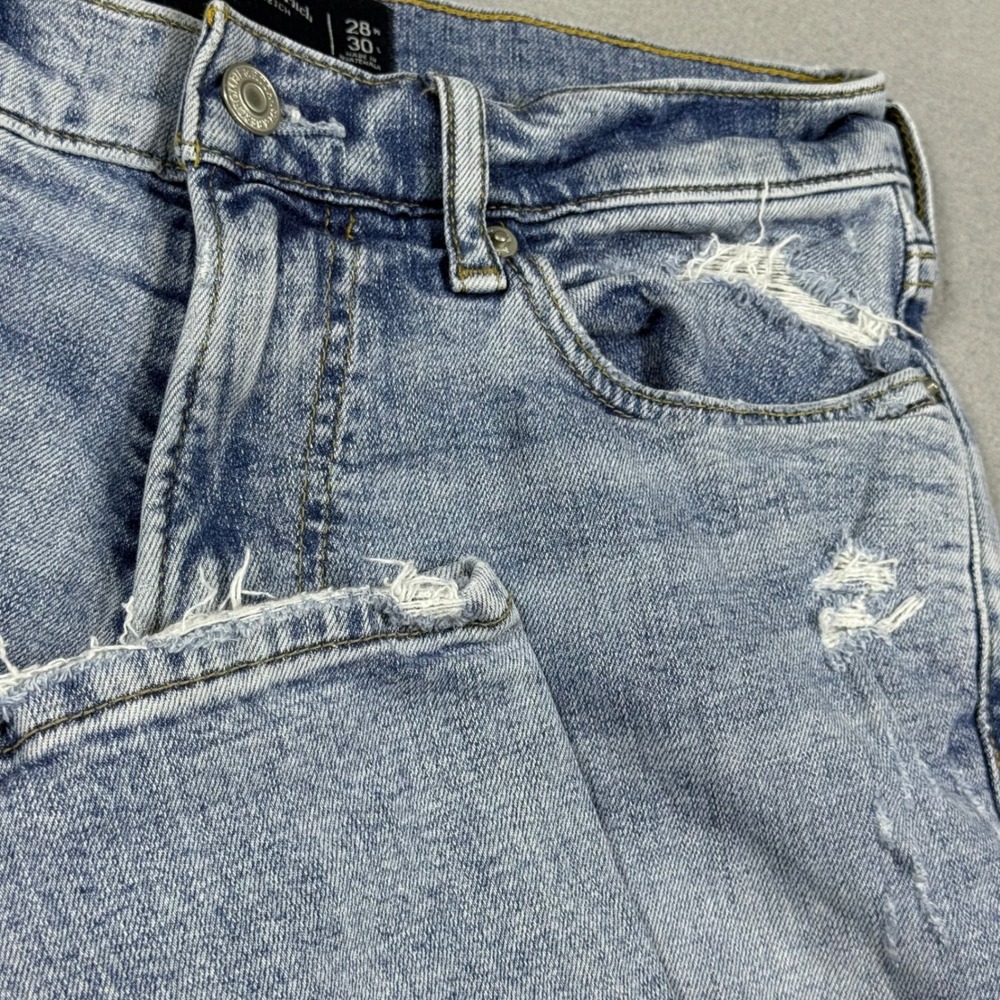 Abercrombie & Fitch Skinny Stretch Distressed Jeans Light Wash Blue 28x30